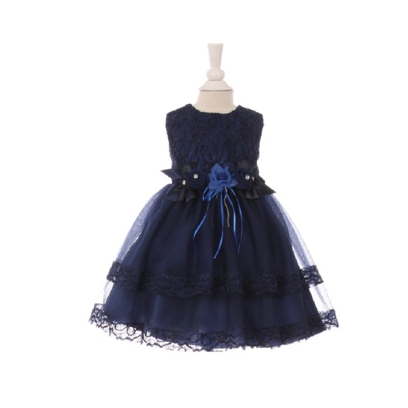 Baby Girls Navy Lace Dress